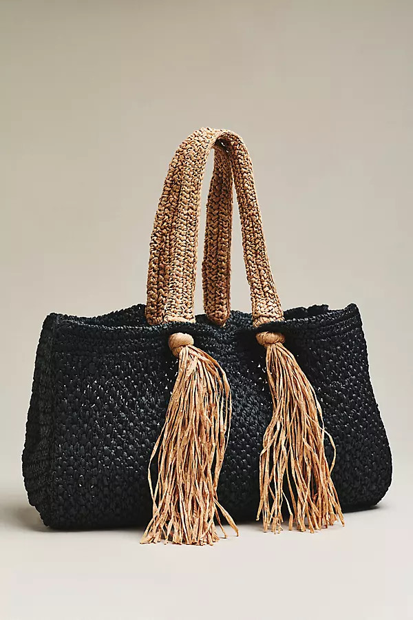 Celandine Raffia Fringe Tote | Anthropologie (US)