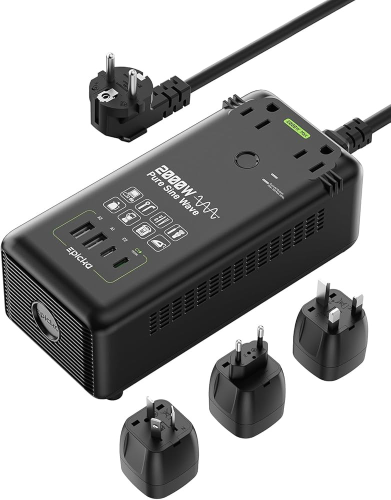 EPICKA 2000W Pure Sine Wave Voltage Converter, 220V to 110V Power Transformer with 20W PD USB-C F... | Amazon (US)