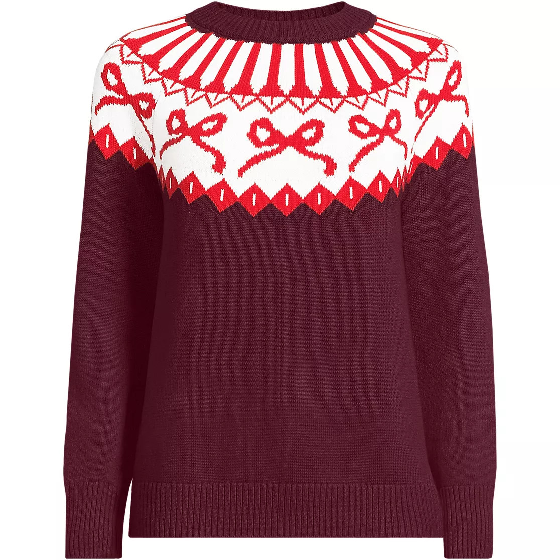 Women's Drifter Jacquard Raglan Crew Neck Sweater | Lands' End (US)