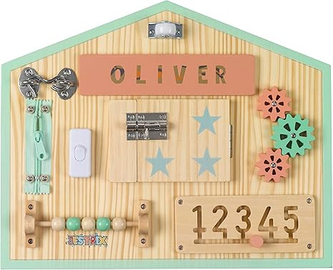 Premium Solid Wood Montessori Busy Board for Toddlers - Personalized Sensory Toys with 11 Activit... | Amazon (US)