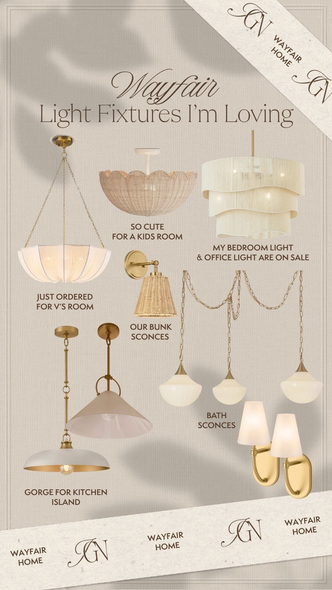 #AD @Wayfair lighting I have and love or I’m eyeing ✨🤍

#wayfairpartner #wayfair #lighting #chandelier #kidsbedroom #sconce #bathroomlighting #kitchenisland #bedroomlighting #homeremodel #homerefresh #modernorganichome

#LTKSaleAlert #LTKHome #LTKSeasonal
