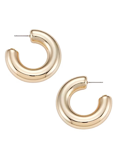 Polished Goldtone Tube Hoop Earrings | Saks Fifth Avenue