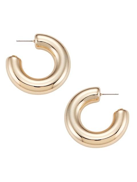Polished Goldtone Tube Hoop Earrings | Saks Fifth Avenue