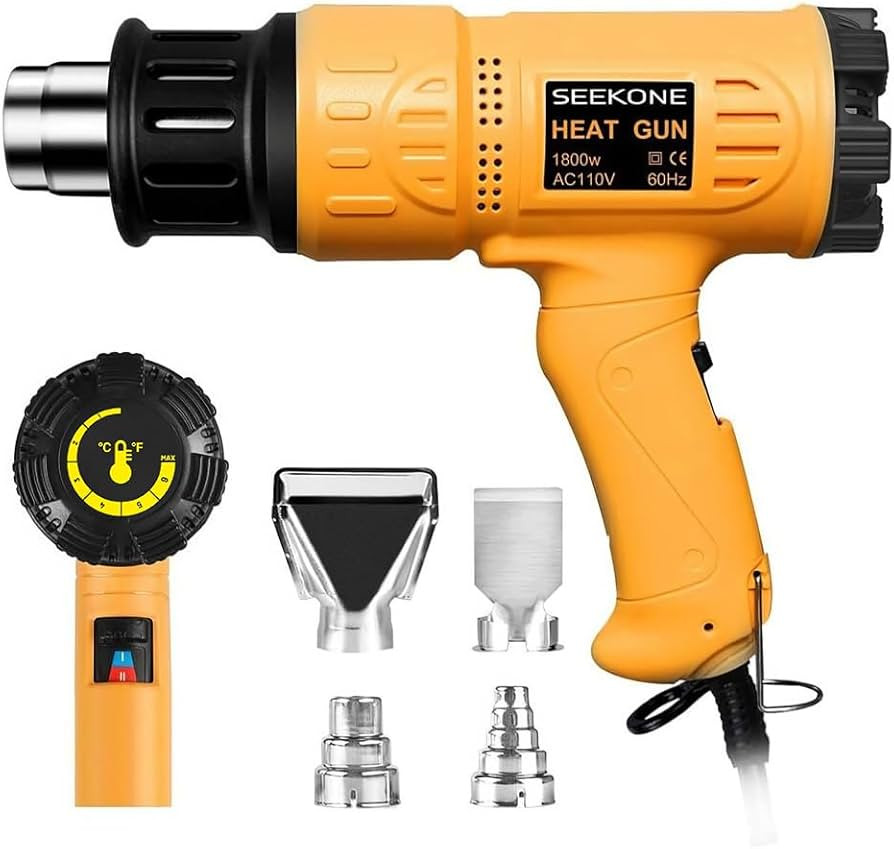 SEEKONE Heat Gun 1800W 122℉-1202℉（50℃- 650℃）Fast Heating Heavy Duty Hot Air Gun Kit V... | Amazon (US)