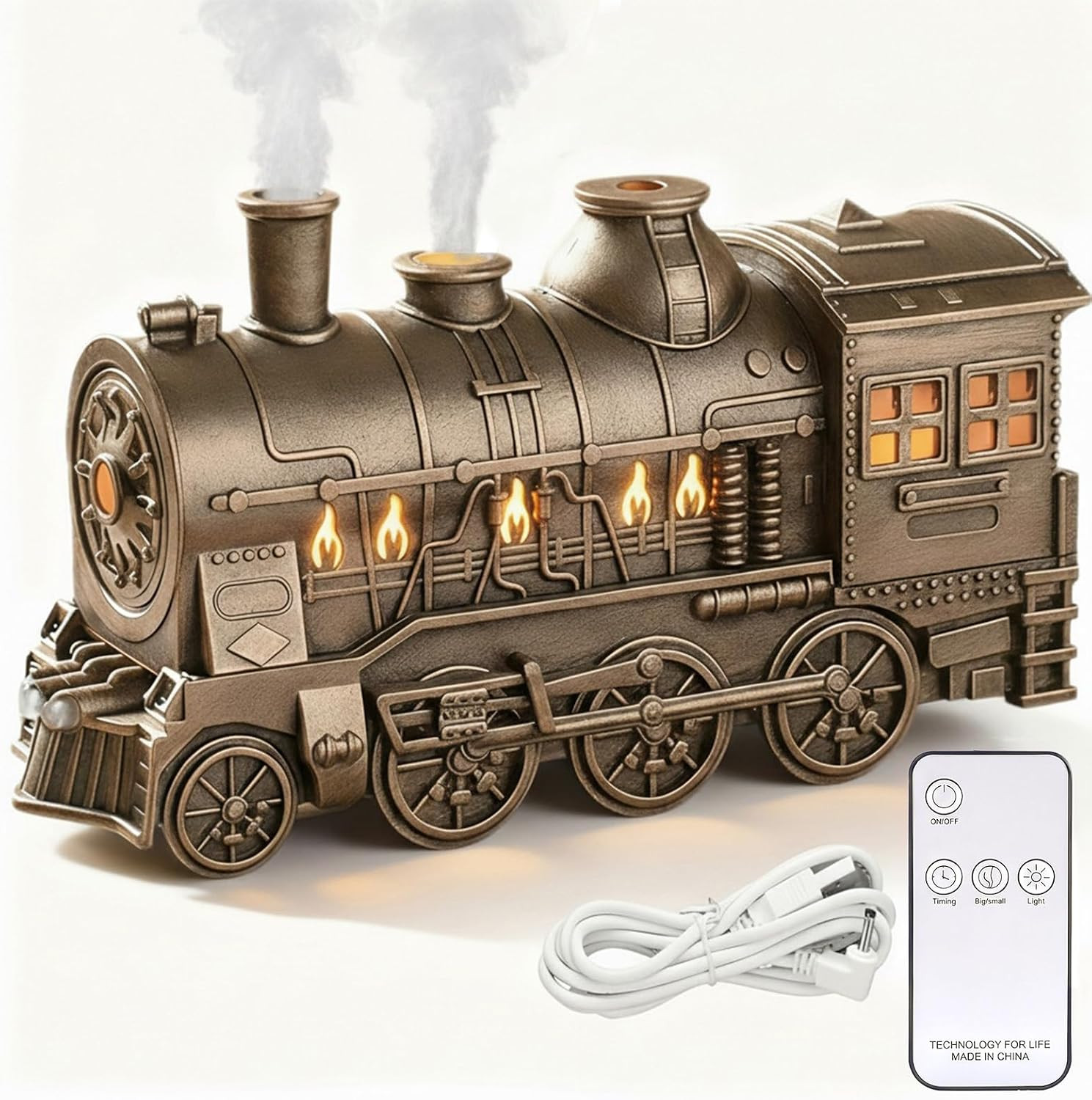 Train Diffuser, 300ml Vintage Steam Train Essential Oil Diffuser, 2 Color LED Dual Mist Modes Christmas Train Air Diffuser Aromatherapy Humidifier with Remote Control, 2/8 Hours Auto Shut-Off | Amazon (US)