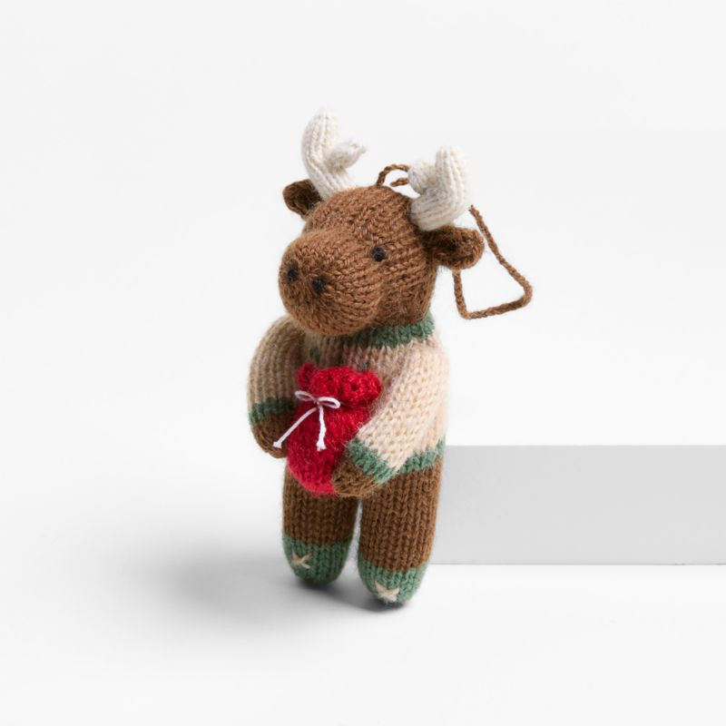 Alpaca Moose with Sweater Christmas Ornament + Reviews | Crate & Barrel | Crate & Barrel