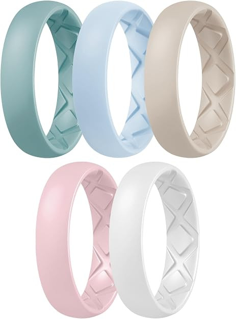 Egnaro Women's Silicone Engagement Rings, 5.5mm Wide 2mm Thick | Amazon (US)