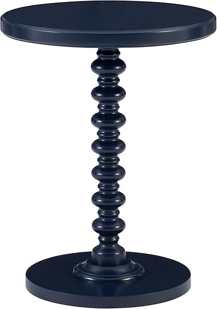 Powell Tarkin Round Navy Blue Turned Spindle Pedestal Side Accent Table | Amazon (US)
