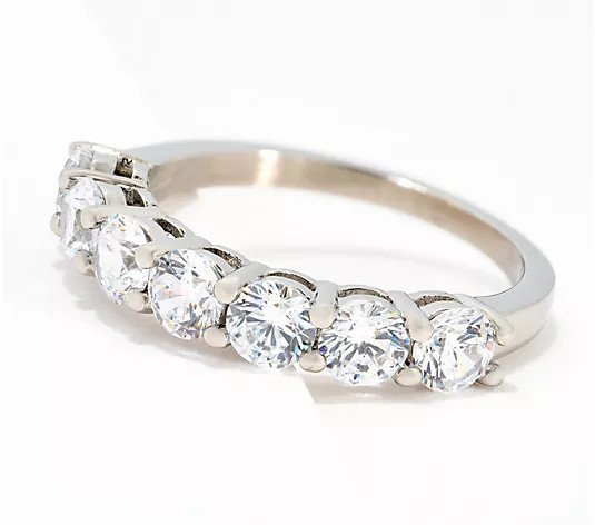 Make Your Selection: Steel by Diamonique Classic Half Eternity Band Ring | QVC