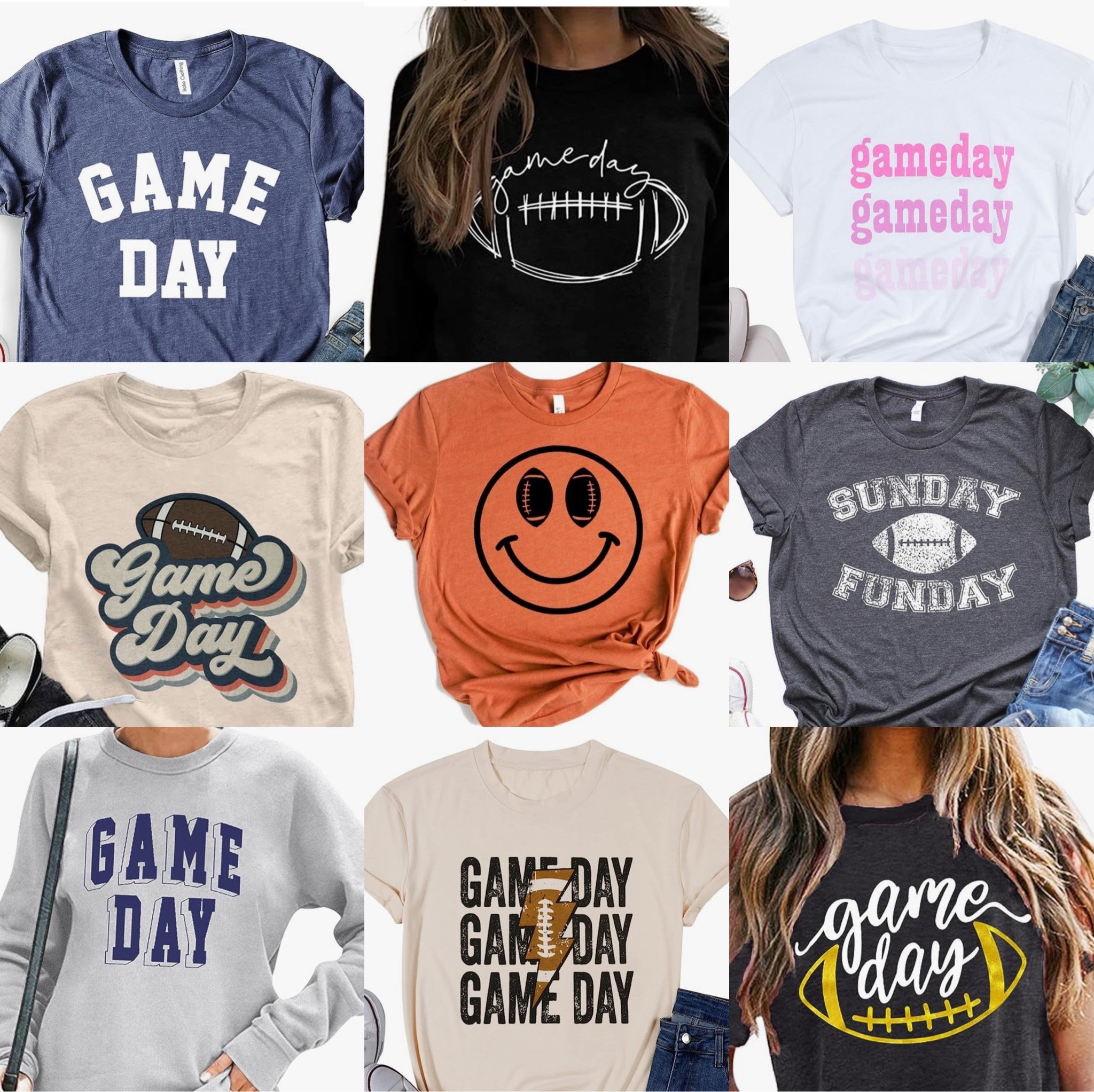 Football Shirt for Women Oversized Game Day Graphic Tees Sunday Funday T-Shirts  Football Season Shirts(Black-A, Small) at  Women's Clothing store