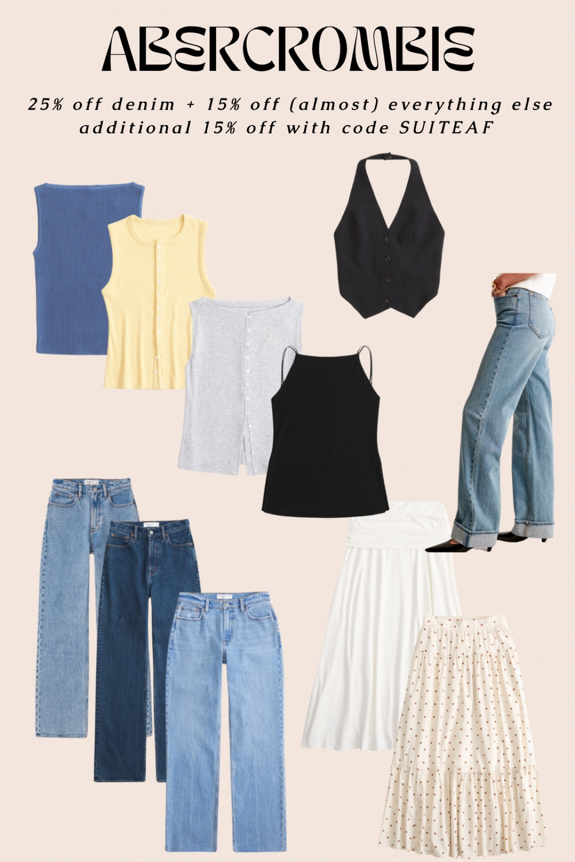 Last day! Take 25% off denim + 15% off of (almost) everything else! Additional 15% off with code SUITEAF

#LTKxAF #LTKFindsUnder50 #LTKSaleAlert