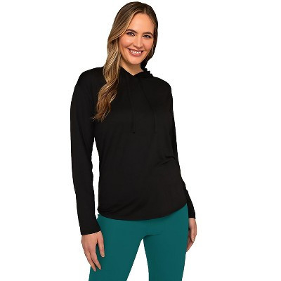 32 Degrees Women's Cool Long-Sleeve Hooded T-Shirt - Black - X-Small | Target