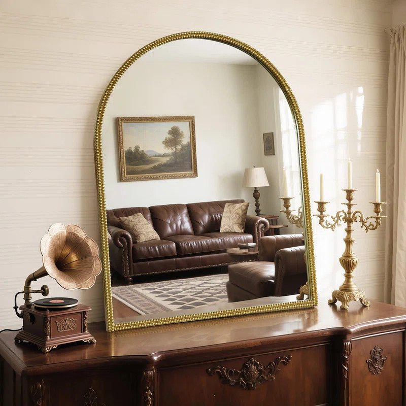 Dakota Fields Antique Mirror with Metal Frame – Arched Beaded Wall Mirror & Reviews | Wayfair | Wayfair North America