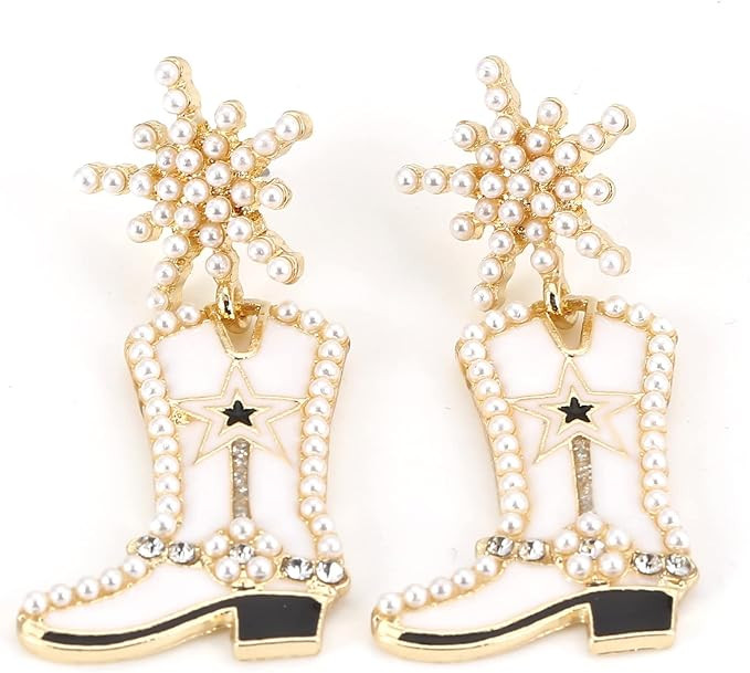 Rhinestone Cowgirl Boot Earrings Beaded Cowboy Boot Earrings Western Country Y2K Dangle Earrings ... | Amazon (US)