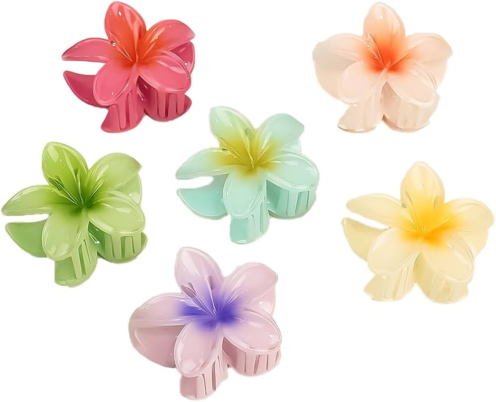 6 Pack Large Flower Hair Claw Clips, Hawaiian Flower Hair Claw Clips for Women Thin Thick Curly H... | Amazon (US)