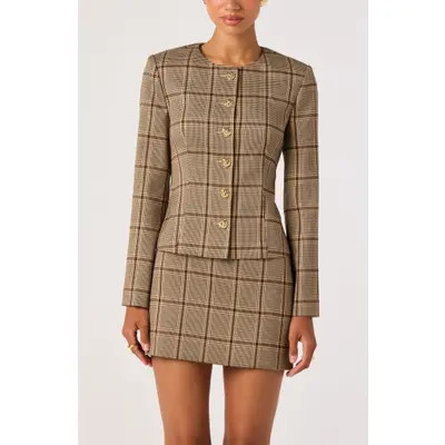 ASTR the Label Remington Plaid Blazer in Tan Plaid at Nordstrom, Size Large | Nordstrom