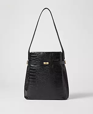 Croco Belted Bucket Bag | Ann Taylor