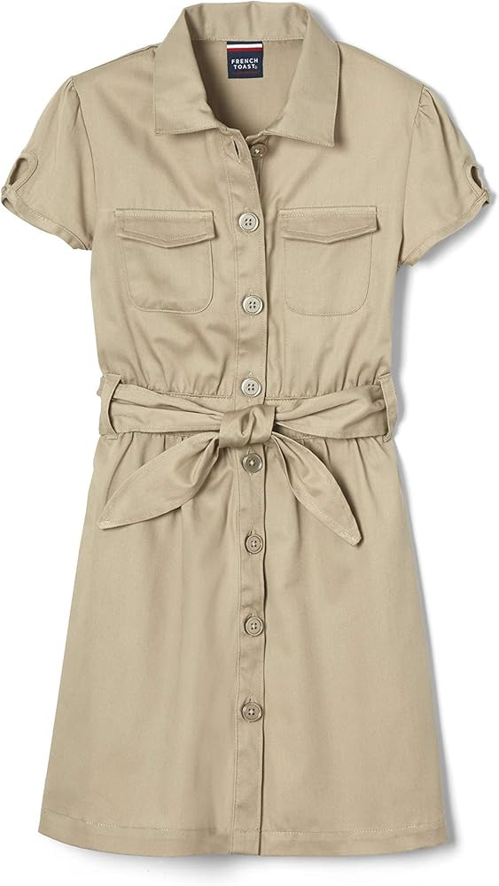 French Toast Girls' Twill Safari Shirtdress | Amazon (US)