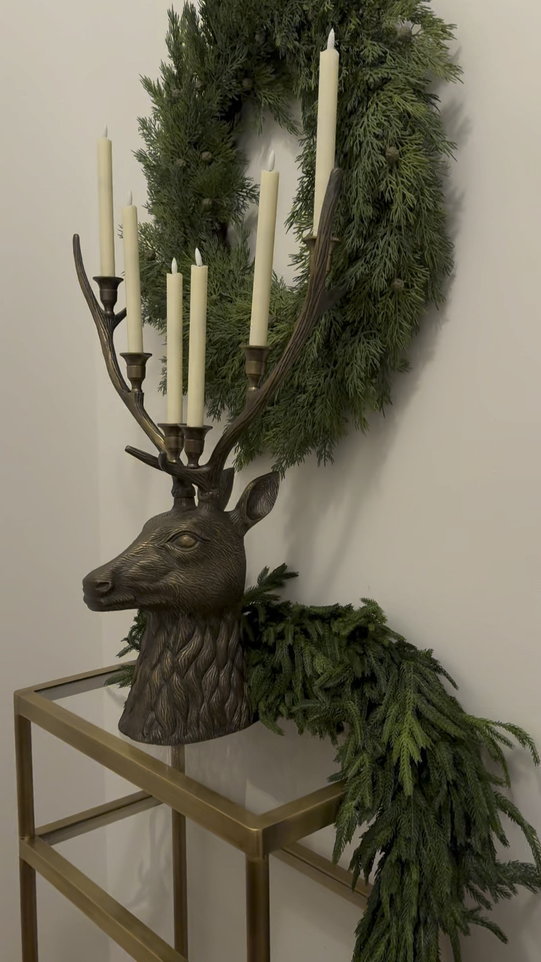 Organic Modern Christmas decor🎄

Thick garland,  norfolk, wreath, stag, deer, glass shelf, brass trees, flameless candles

#LTKHoliday #LTKHome #LTKSeasonal