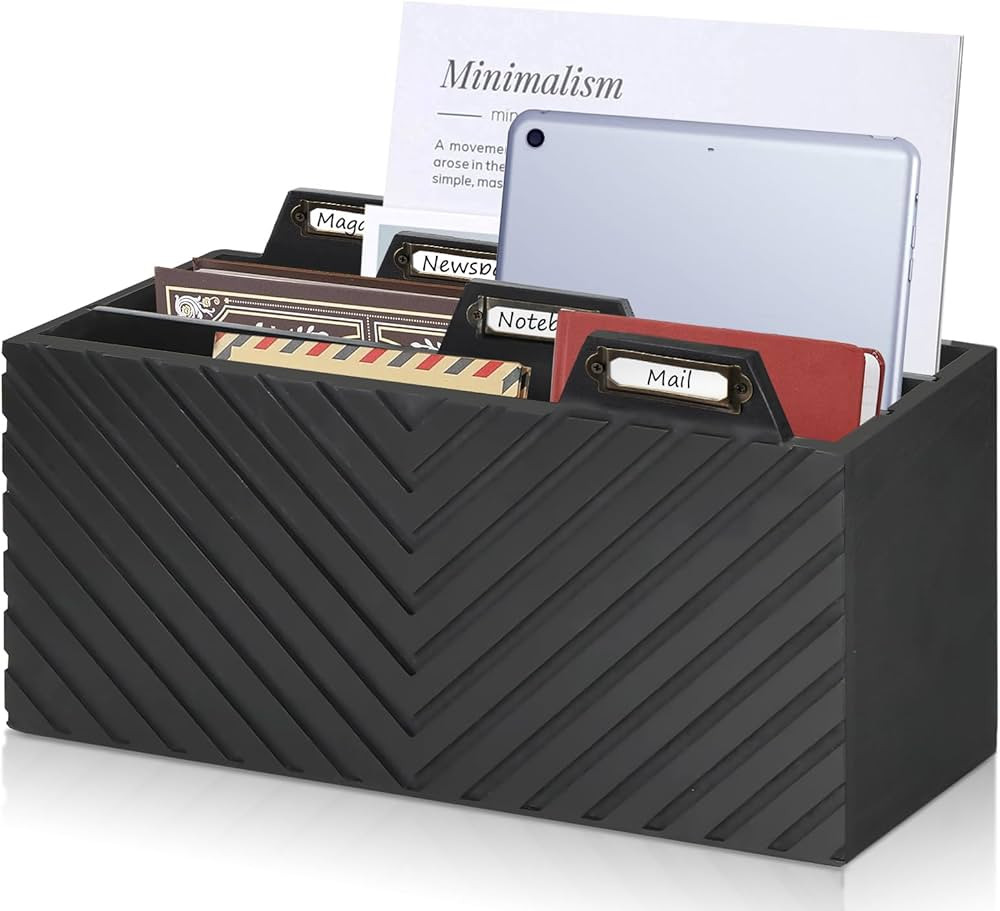 Wood Mail Organizer Countertop, Mail Holder with 3 Compartments, Mail Sorter Organizer Wall Mount... | Amazon (US)
