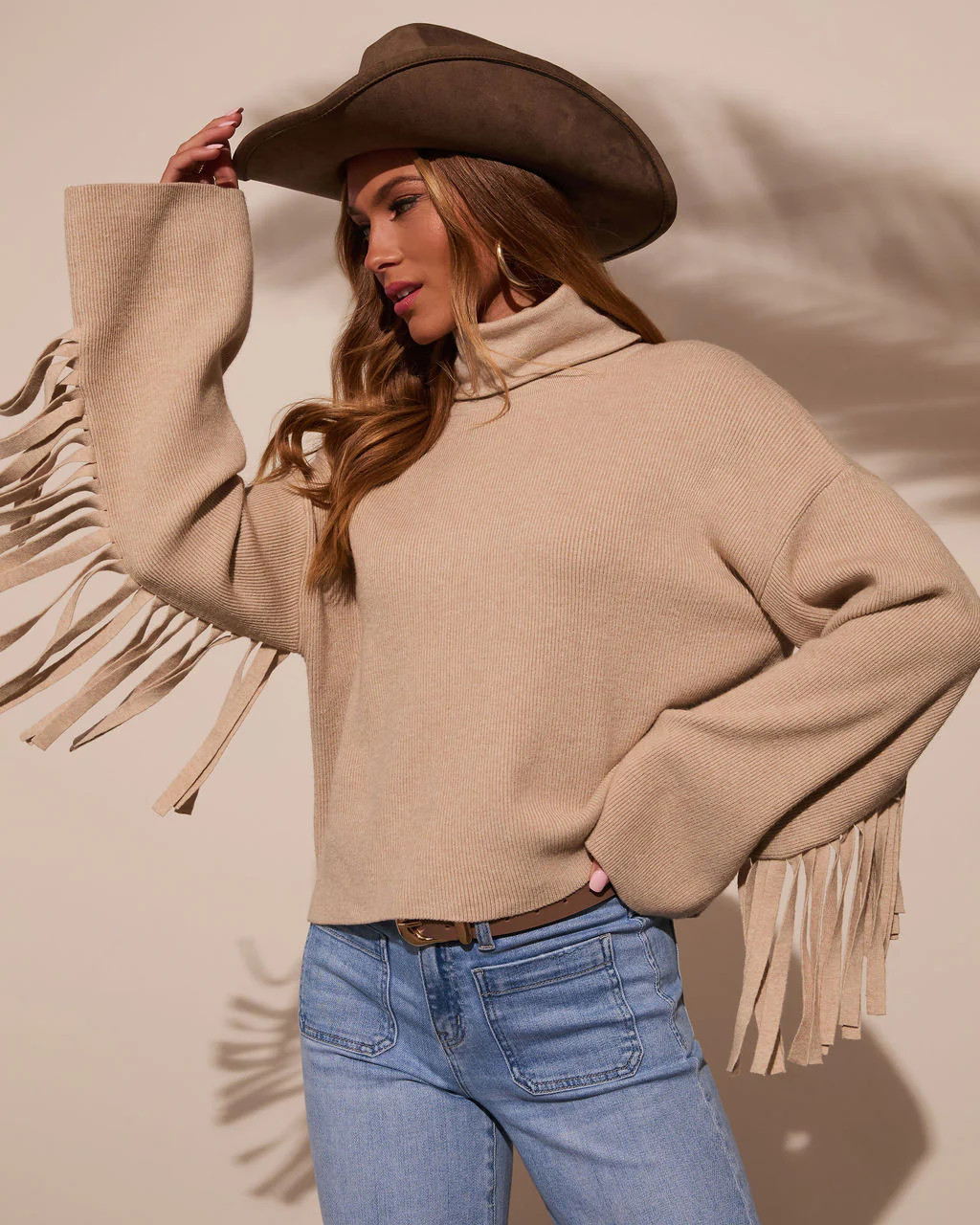 Jelena Fringe Turtleneck Sweater | VICI