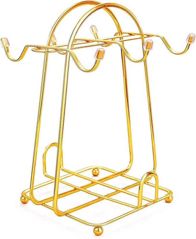 Stainless Steel Wire Rack Display Stand Service for Tea Cups,Bracket,Gold metal stand for coffee ... | Amazon (US)