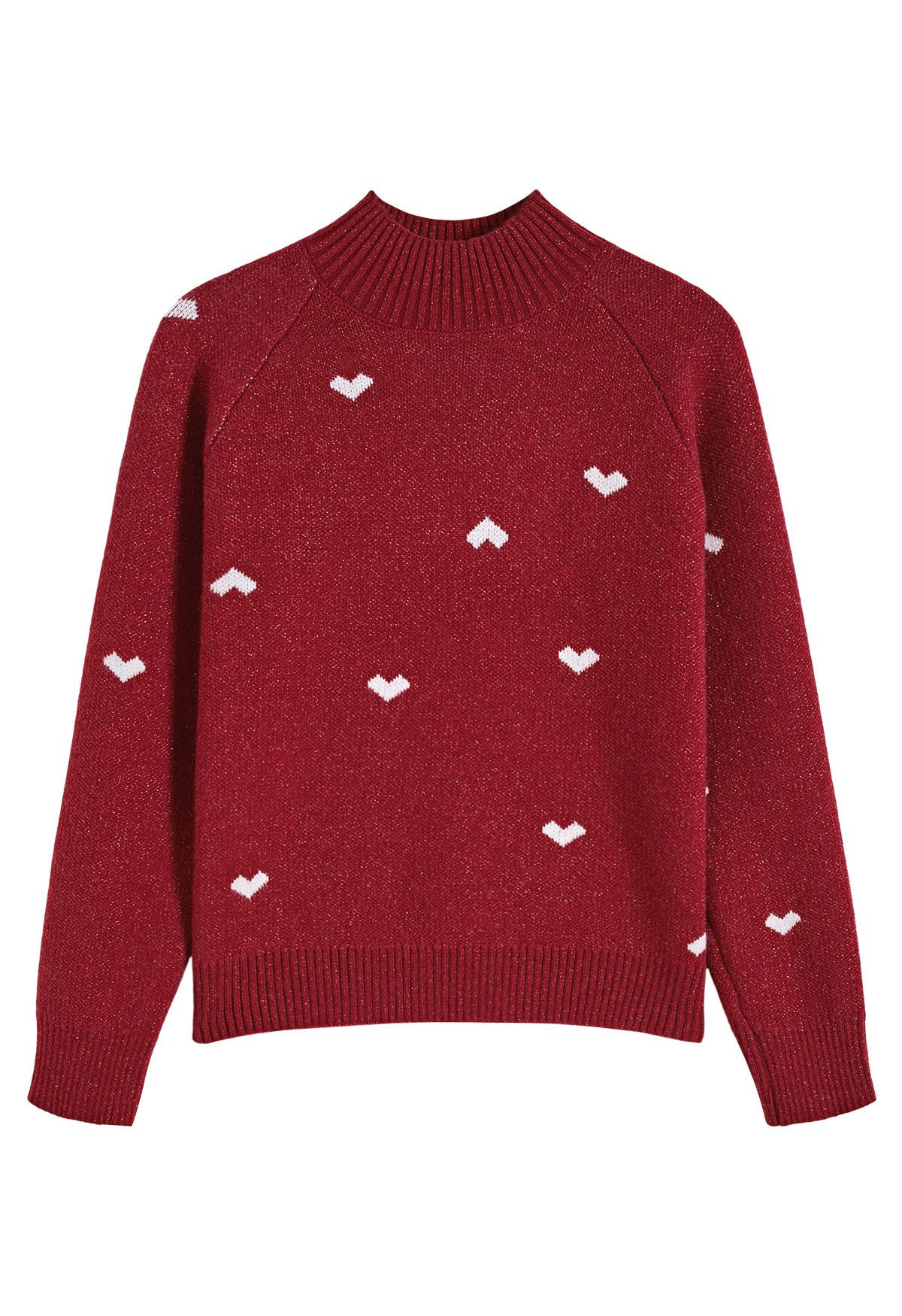 Dainty Heart Metallic Thread Knit Sweater | Chicwish