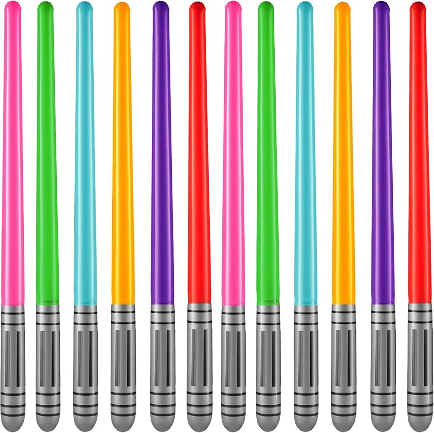 Bedwina Inflatable Light Sabers for Kids - (Pack of 12) 35-inch Neon Color Blow-Up Toy Saber Swor... | Amazon (US)