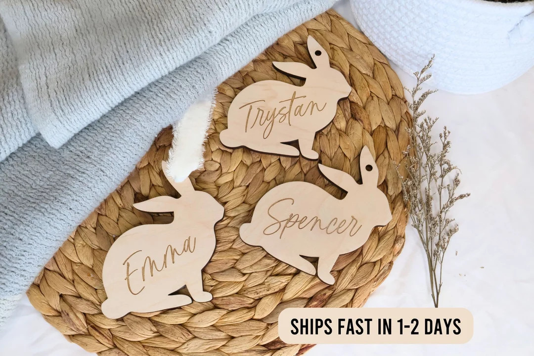 Personalized Easter Bunny Basket Tag, Custom Easter Tag, Custom Easter Place Card Name, Engraved ... | Etsy (US)