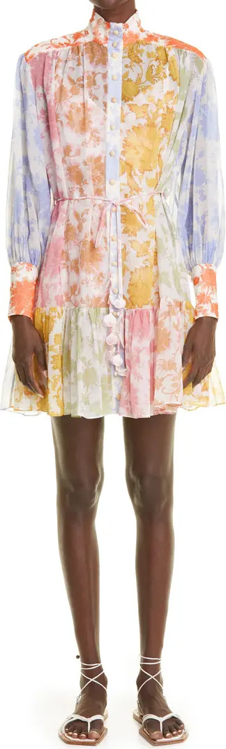 Zimmermann Postcard Lantern Long Sleeve Cotton & Silk Minidress | Nordstrom | Nordstrom