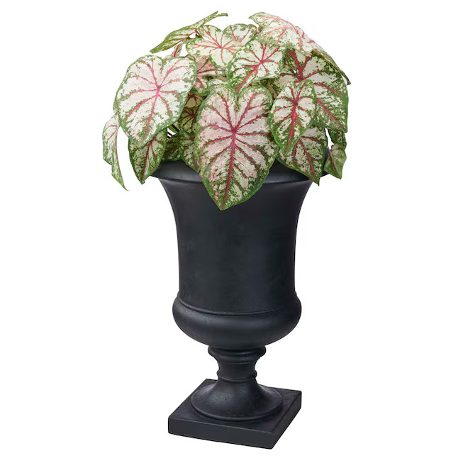 allen + roth Urn 12.5-in W x 26.25-in H Black Mixed/Composite Traditional Indoor/Outdoor Planter | Lowe's