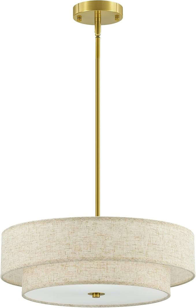 VONLUCE Modern Chandeliers, 18" Drum Chandeliers with 2-Layer Fabric Shade, 4-Light Pendant Light... | Amazon (US)