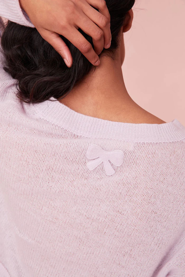Lawrence Knit Bow Cardigan | LOVESHACKFANCY