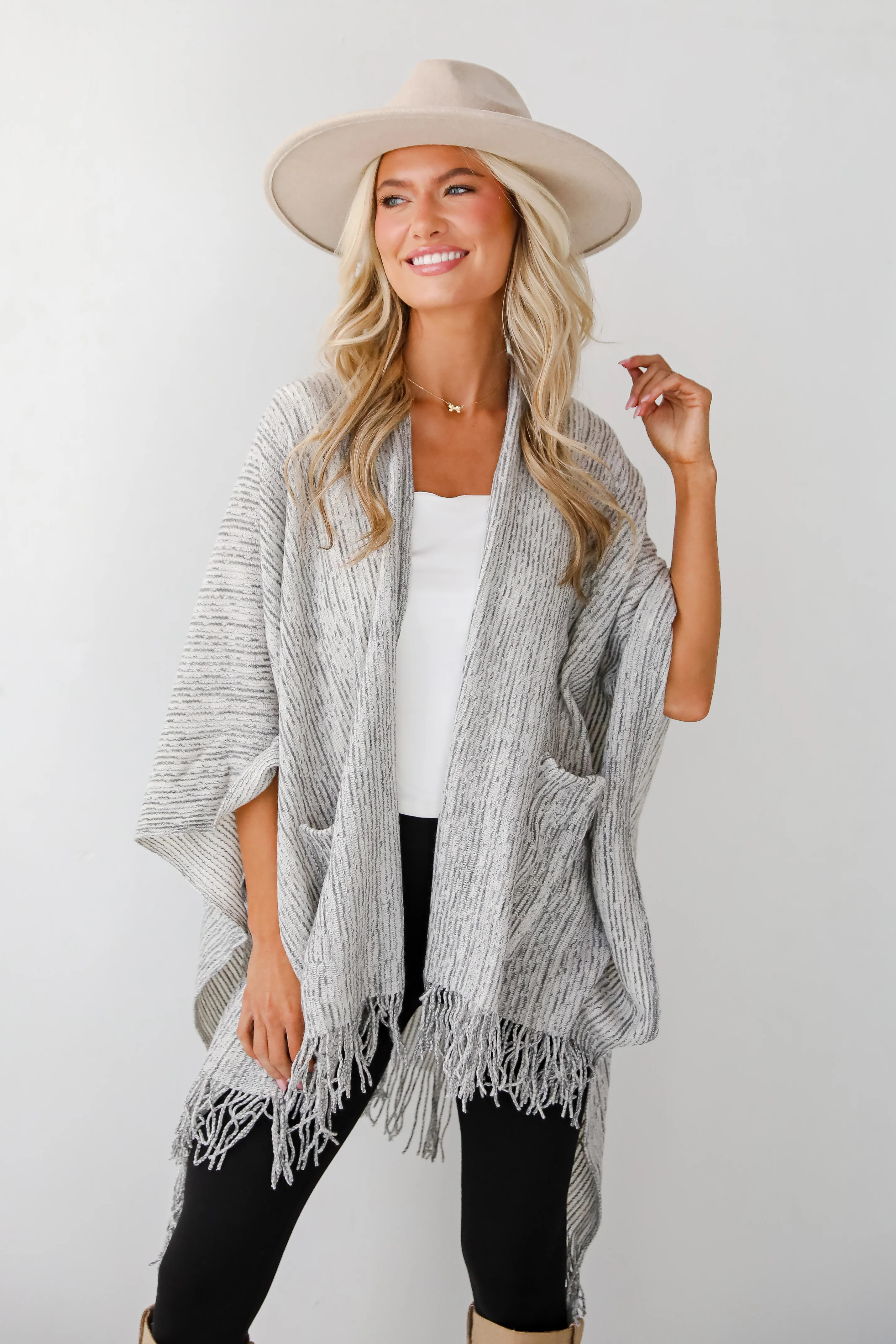 Cozy Ivory Knit Fringe Shawl | Women's Shawls | Dress Up | Dress Up