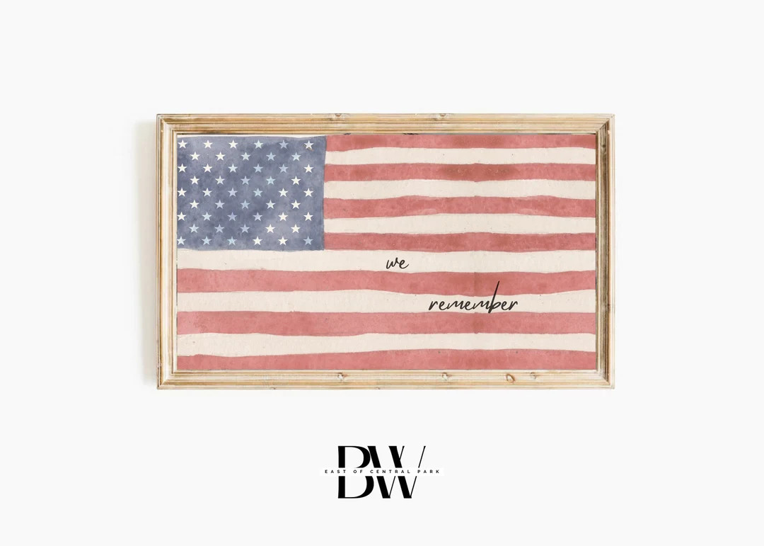 Samsung Frame TV | Vintage "We Remember" American Flag | 4th of July | Modern Traditional | Indep... | Etsy (US)