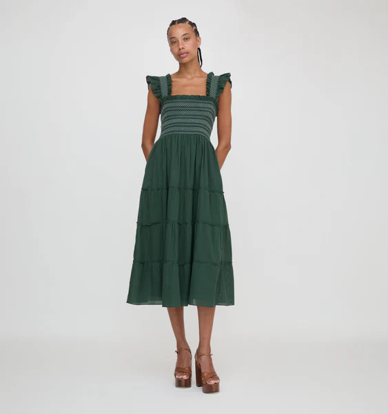 The Ellie Nap Dress - Green Shadow Stripe | Hill House Home