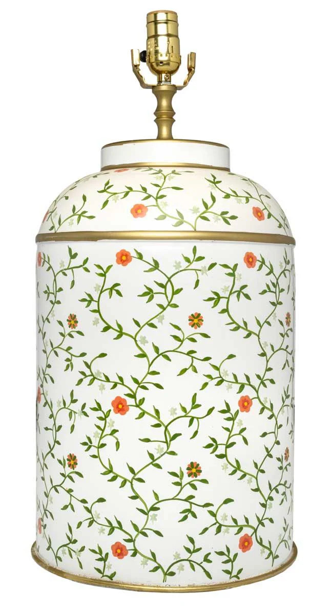 Green & Orange Floral Trellis Tea Caddy Lamp | The Enchanted Home