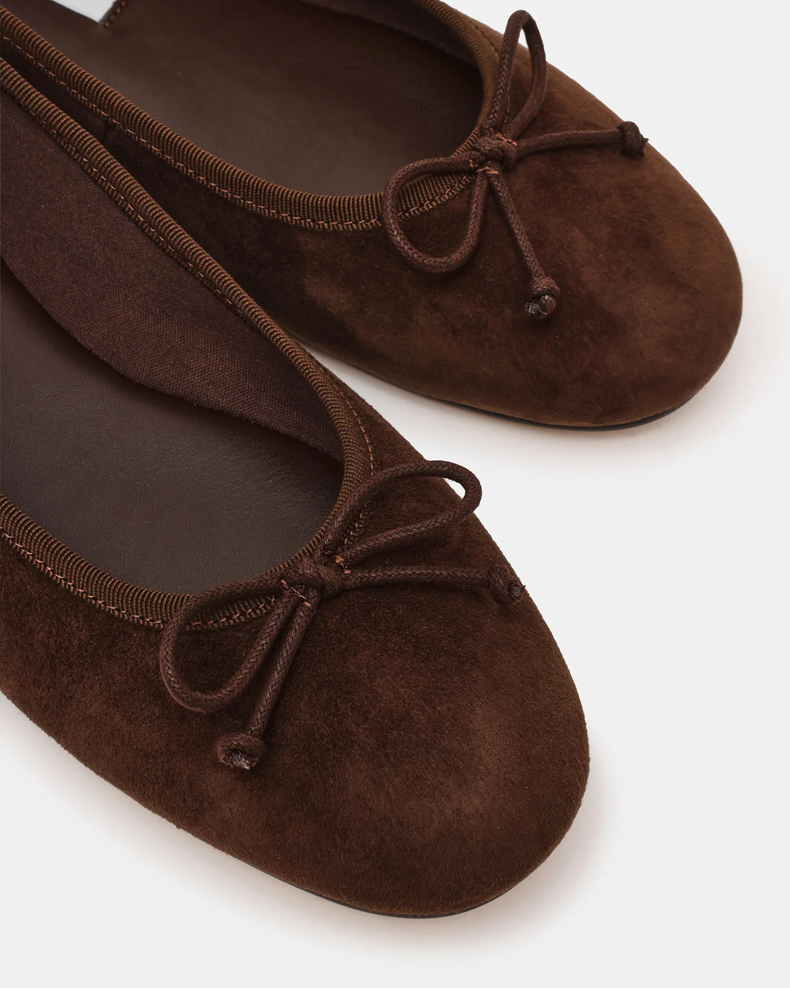SELMA Brown Suede Bow Ballet Flats | Women's Designer Shoes | Steve Madden (Canada)