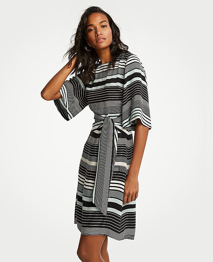 Striped Tie Waist Shift Dress | Ann Taylor (US)