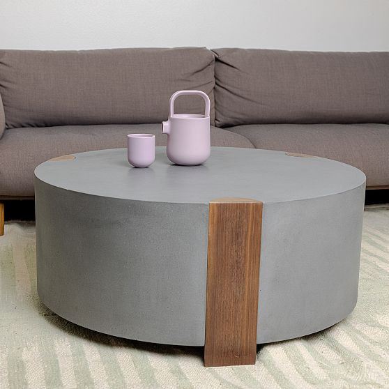 Melody Coffee Table - Gray Micro Terrazzo Concrete With White Oak Legs | West Elm (US)
