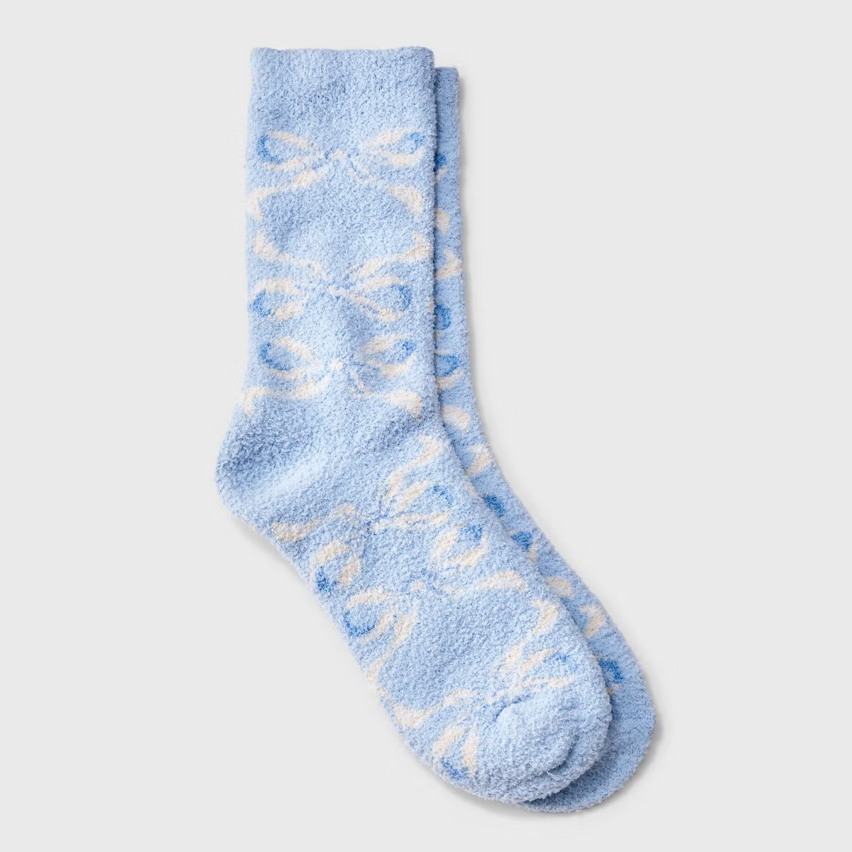Girls' Bows Cozy Pajama Crew Socks - art class™ Light Blue | Target