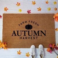 Autumn Harvest Fall Doormat, Farm Fresh, Decor, Welcome Mat, Custom Rug Outdoor Housewarming Gift, P | Etsy (US)