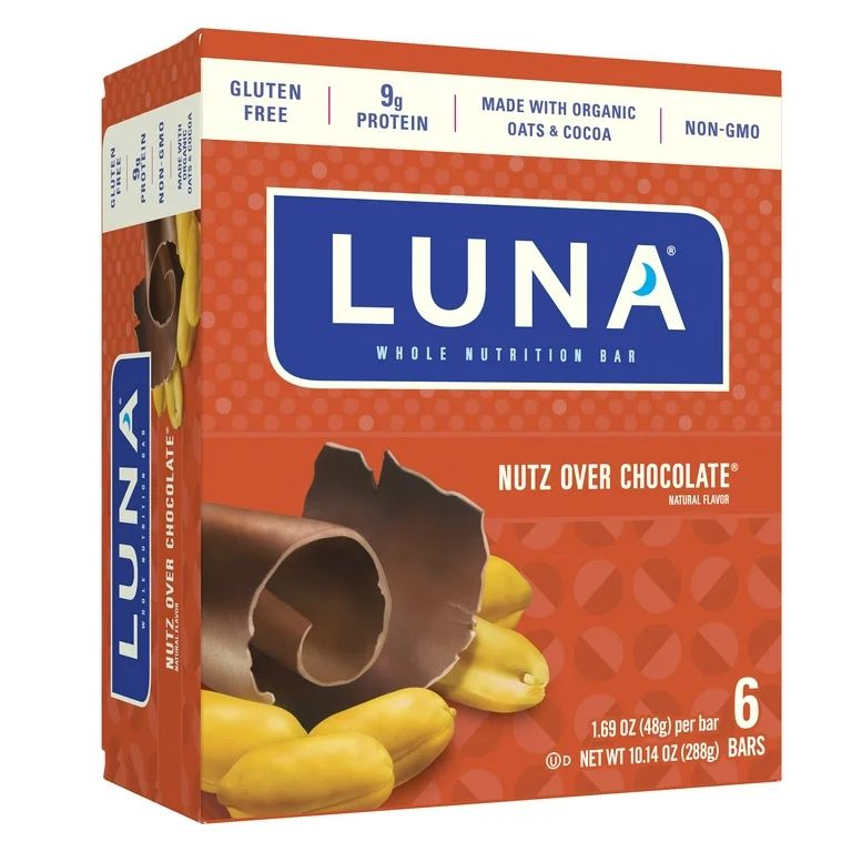 LUNA Bar - Nutz Over Chocolate Flavor - Gluten-Free - Non-GMO - 7-9g Protein - Made with Organic ... | Walmart (US)