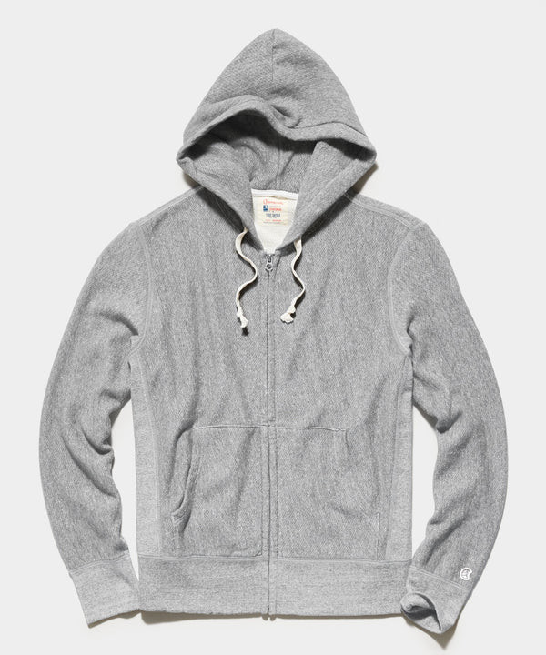 Midweight Full Zip Hoodie in Antique Grey Mix | Todd Snyder