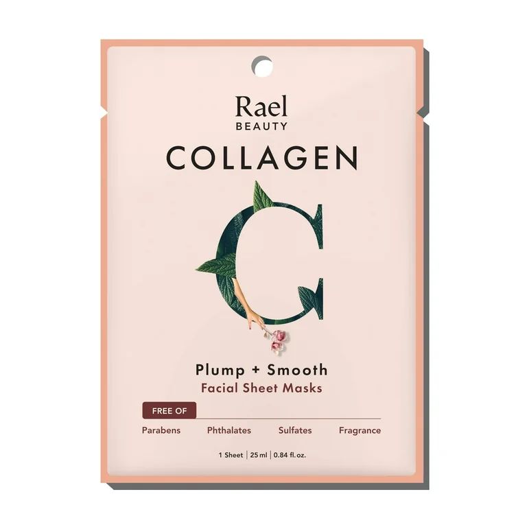 Rael Beauty Collagen Facial Mask for Wrinkles and Dry Skin, Plump + Smooth, 1 Ct | Walmart (US)
