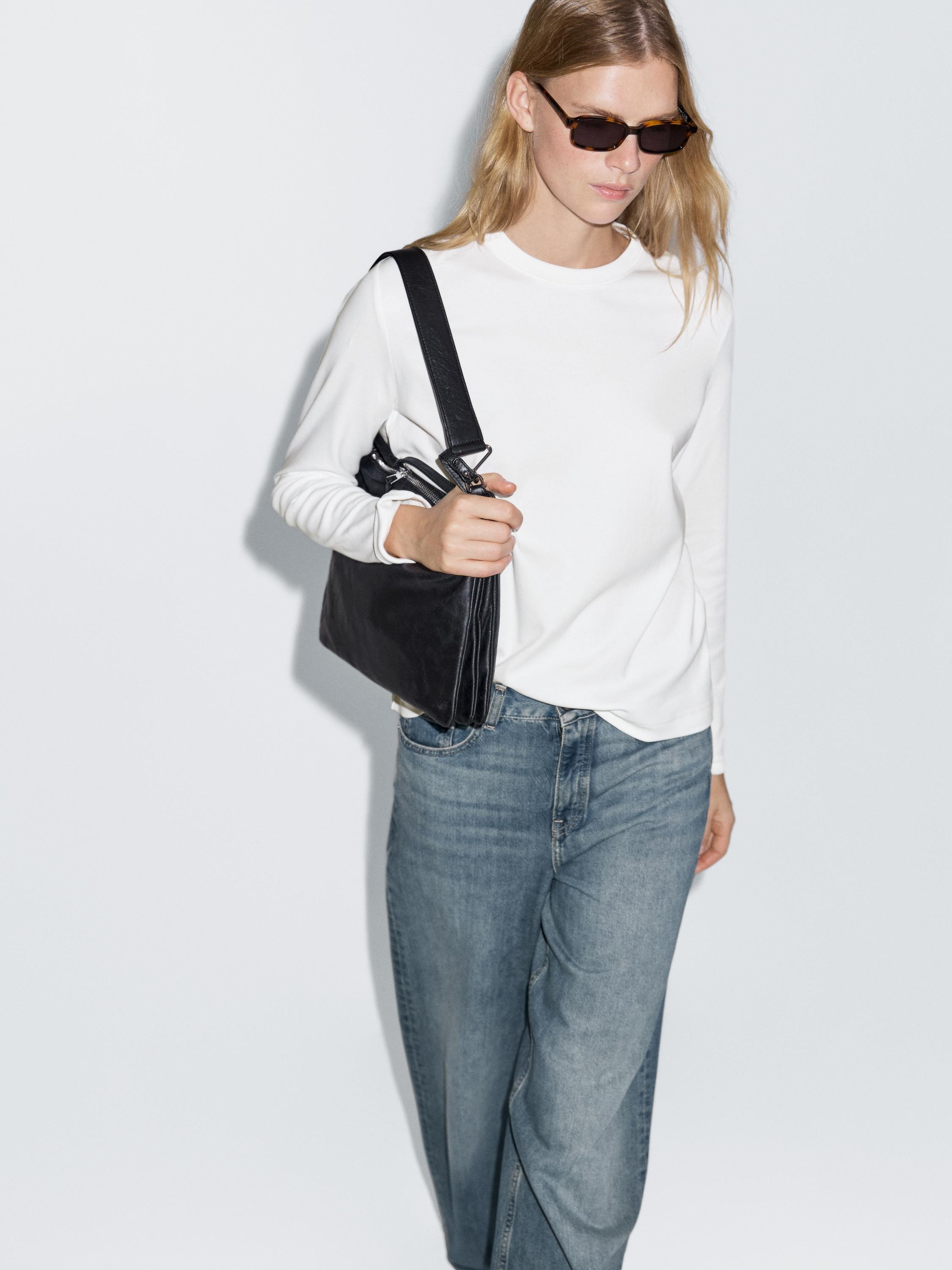 100% cotton interlock long sleeve T-shirt | Massimo Dutti UK