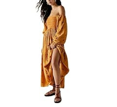 Women's 2023 Bohemian Maxi Dress Floral Puff Sleeve Ruffle Swing Dress Sexy Summer Beachwear Dres... | Amazon (US)