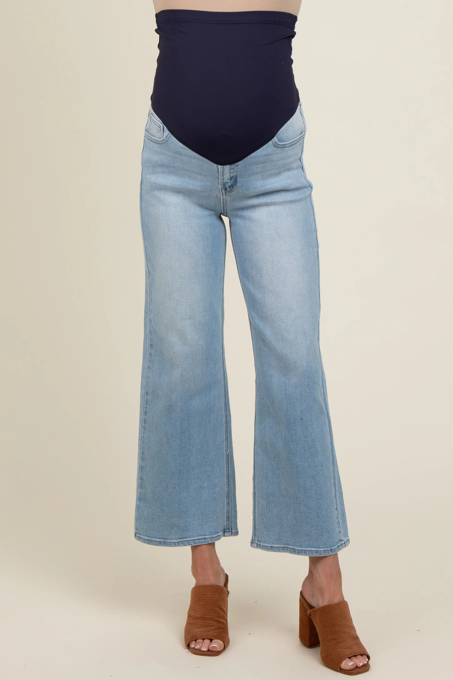 Light Blue Wide Leg Maternity Jeans | PinkBlush Maternity