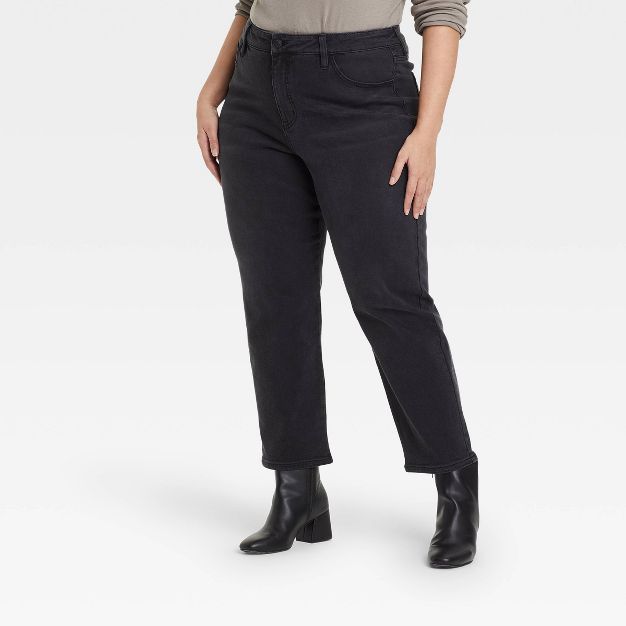 Women's Plus Size High-Rise Ankle Straight Jeans - Ava & Viv™ | Target
