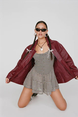 Callie Faux Leather Jacket Burgundy | Princess Polly US
